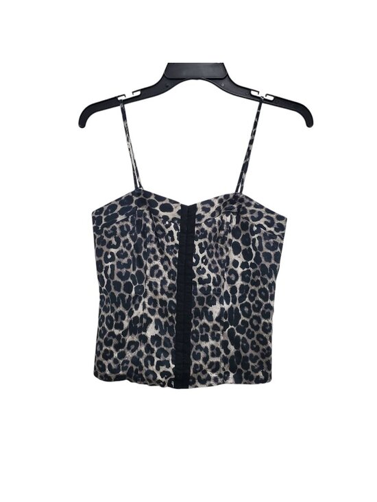 Express Tops - Express Women's Y2K Gray Leopard Smocked Back Hook & Eye Bustier Corset Top Sz S